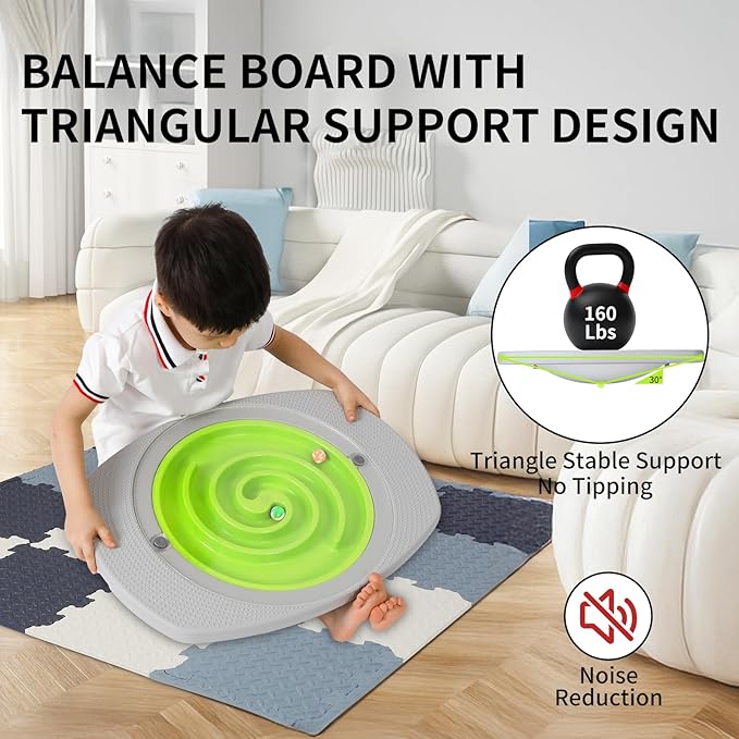Balance Board Kids, Toddler Balance Board Maze, Wobble Board with 6 Colored Balls,3 Replacement