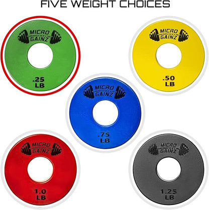 Micro Gainz Standard 1-Inch Center Hole Fractional 2 Pcs Color Weight Plates, Choose (.25LB-1LB)