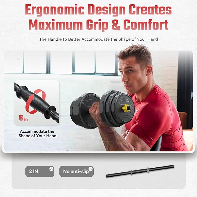 FEIERDUN Adjustable Dumbbells, 40/48/68/88lbs Free Weight Set with 4 Modes, Used as Barbell