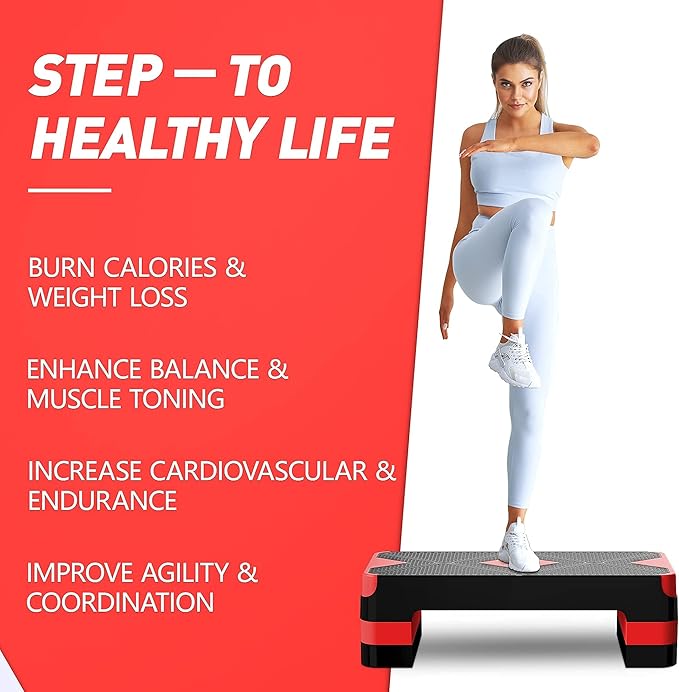 Aerobic Exercise Step, Adjustable Aerobic Stepper for Exercise, Workout Step Platform for Step Up