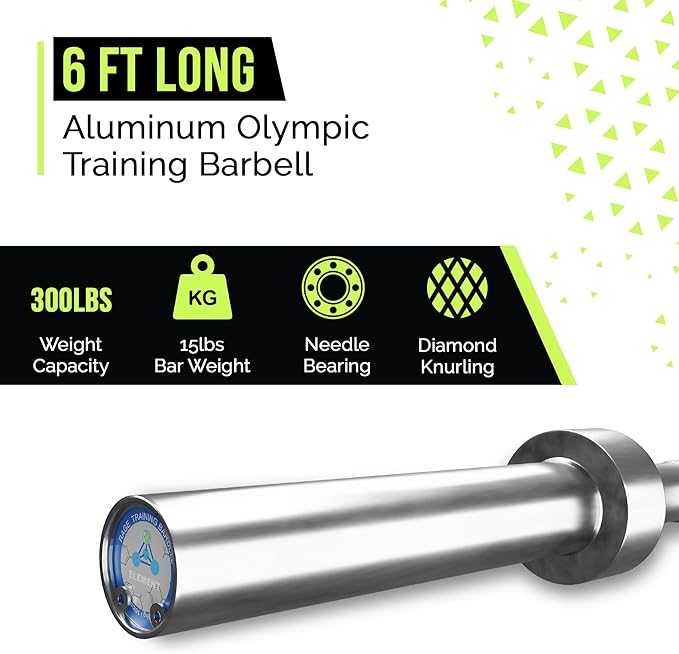 Olympic Training Barbell (6FT) (15 Pound Weight) (300 LBS Capacity), Home Gym Fitness Equipment