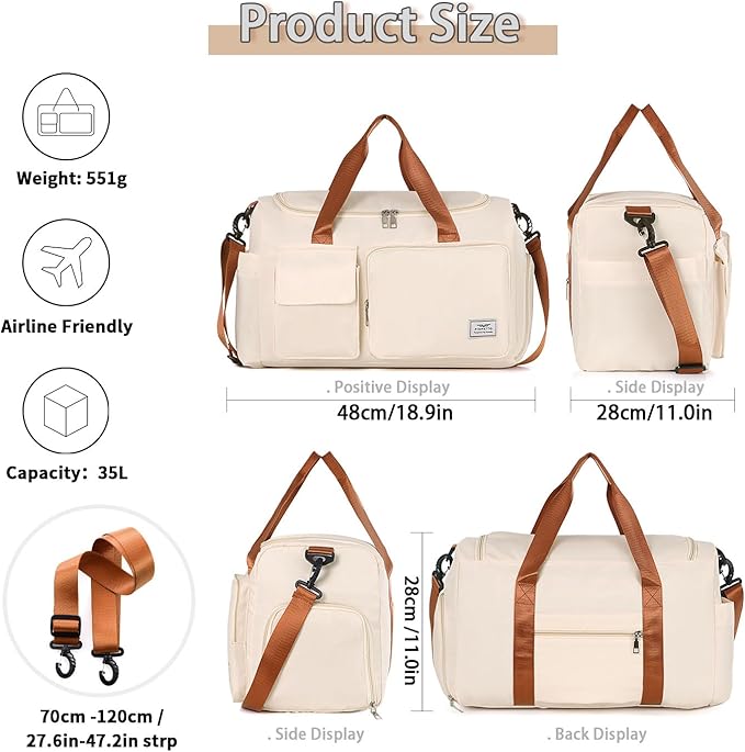 FIORETTO Women's Gym Duffle Bag with Shoes Compartment, 37L Capacity, Ideal for Travel, Gym
