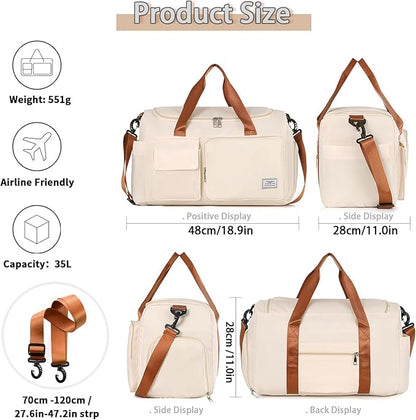 FIORETTO Women's Gym Duffle Bag with Shoes Compartment, 37L Capacity, Ideal for Travel, Gym