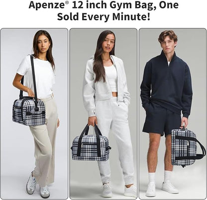 Small Gym Bag Carry On Bag - 12 in Mini Duffle Bag Lightweight for Overnight Travel(Gray white