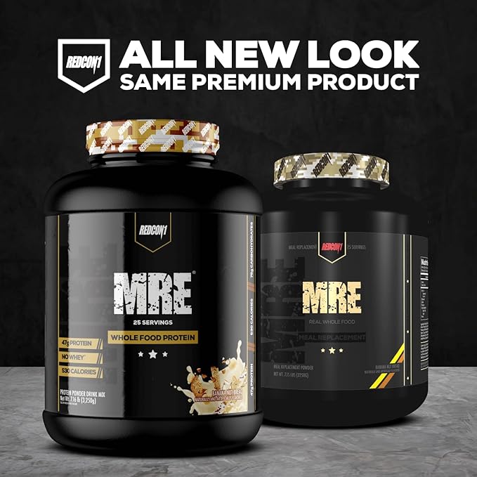 REDCON1 MRE Protein Powder, Vanilla Milkshake - Meal Replacement Protein Blend Made with MCT Oil &