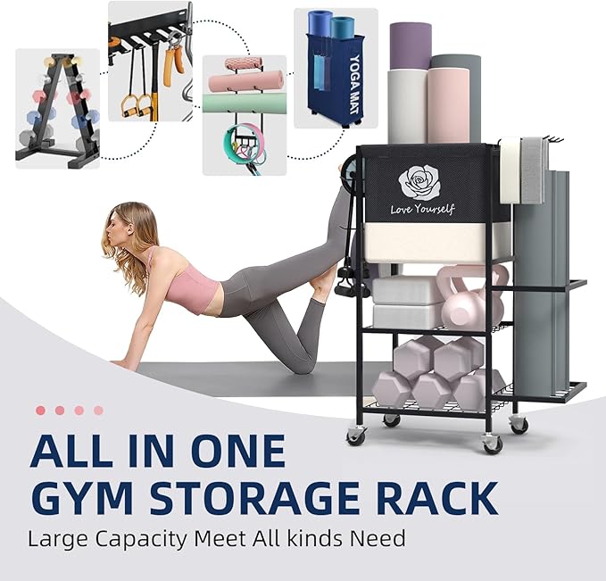 Yoga Mat Storage Rack，Home Gym Storage Rack Gym Workout Equipment Storage Organizer Fitness Weight