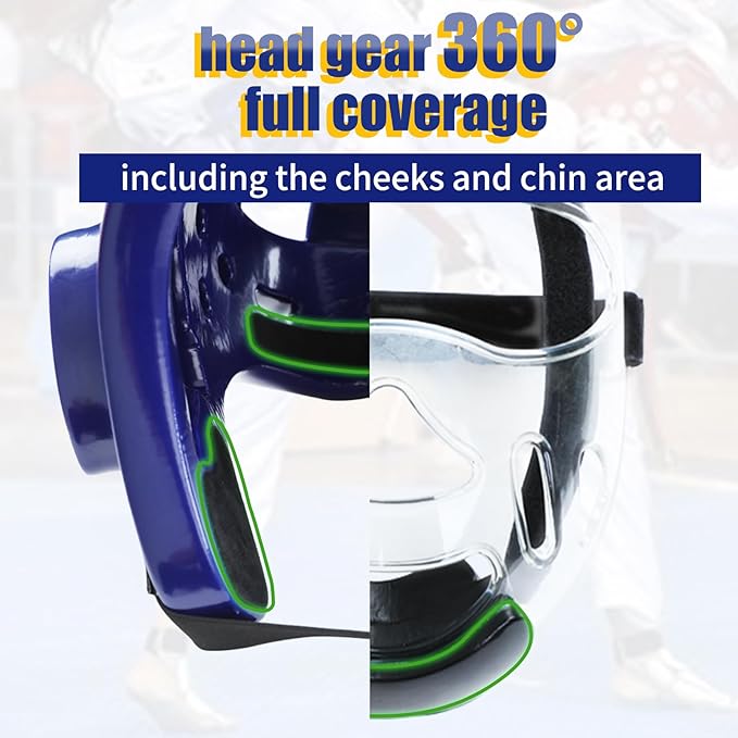 Kids Adults Karate Headgear with Face Shield, MMA Martial Arts Headgear Boxing Soft Helmet