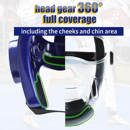 Kids Adults Karate Headgear with Face Shield, MMA Martial Arts Headgear Boxing Soft Helmet