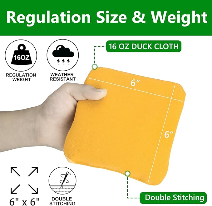 EunHo Cornhole Bags Set of 8 Regulation Size & Weight Corn Hole Bean Bags Official Professional All