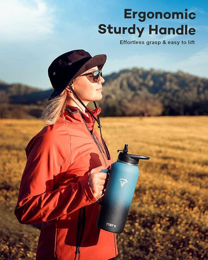 40 oz Insulated Water Bottle with Straw and Lid, Food-grade Double Wall Vacuum Stainless Steel