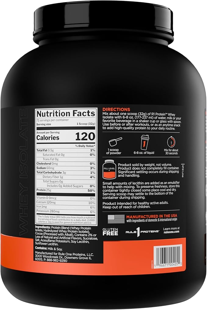 Rule 1 R1 Protein Whey Isolate - with 25g Protein & 6g BCAA Exclusively from Isolated & Hydrolyzed