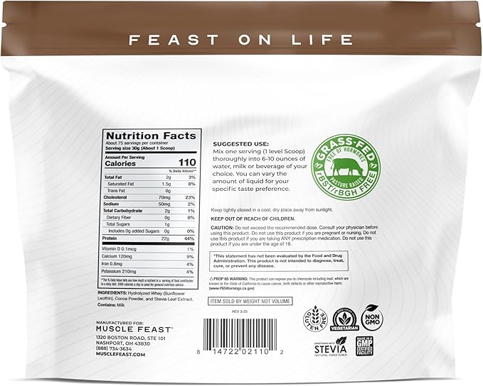 Muscle Feast Hydrolyzed Whey Protein Powder, Grass Fed and All Natural Hormone-Free, Hydro Whey