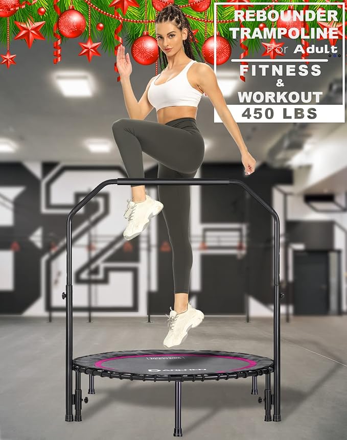 DARCHEN 450 lbs Mini Trampoline for Adults, Indoor Small Rebounder Exercise Trampoline for Workout