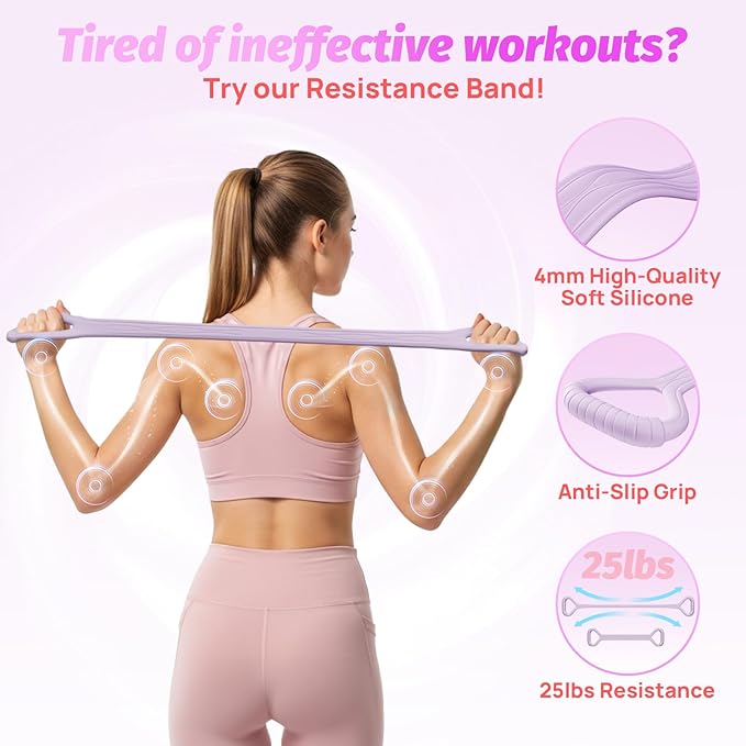 Figure 8 Fitness Resistance Bands with Handles, 20-60lb Adjustable Elastic Excercise Band, Non-Slip