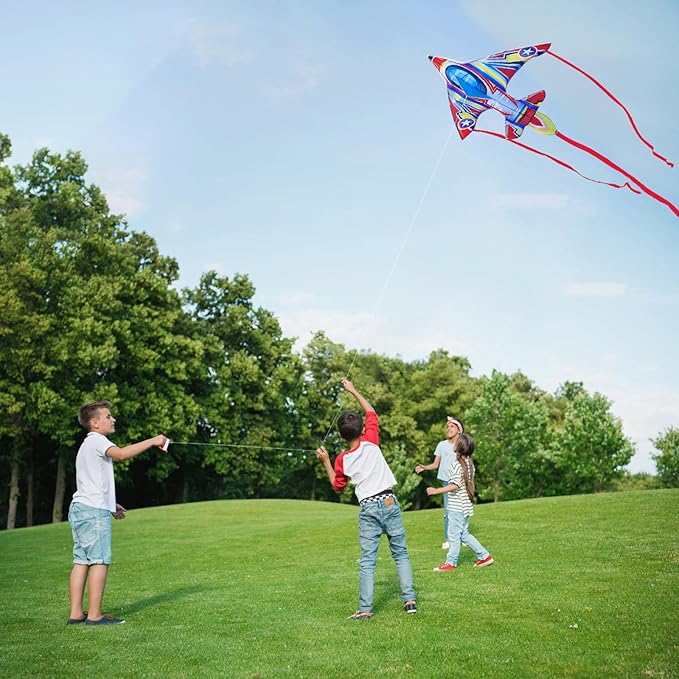 Kite Airplane Kite for Boys and Girls, Easy to Fly with Kites for Kids Ages 4-8, Beach Flying Kites
