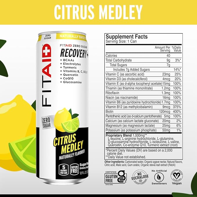 FITAID Zero, 5 Calorie, Number 1 Post-Workout Recovery Drink, Sugar Free, Keto Diet, BCAAs