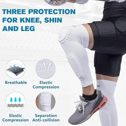 TUOY Knee Pad Shin Guard Pads, Protective Shin/Knee Pad Support Sleeve for Soccer, Football