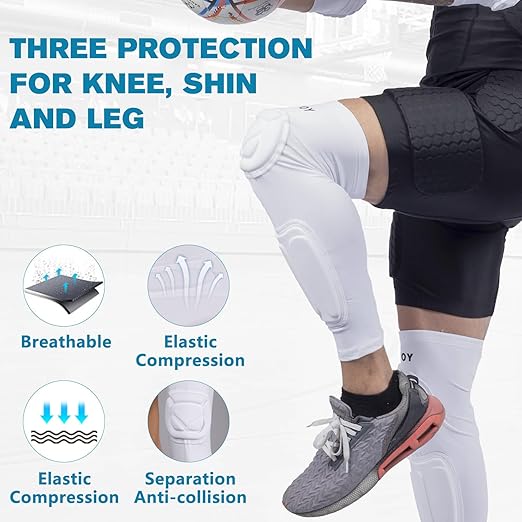 TUOY Knee Pad Shin Guard Pads, Protective Shin/Knee Pad Support Sleeve for Soccer, Football
