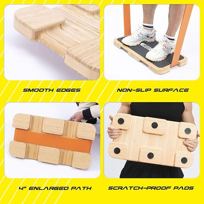 Resistance Band Workout Footplate - Wood Exercise Platform with Non-Slip Surface for Band Training