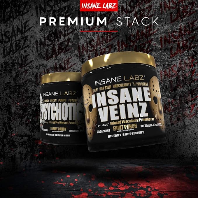Insane Labz Insane Veinz Gold, Nitric Oxide Non Stimulant pre Workout Powder, Loaded with Hydromax