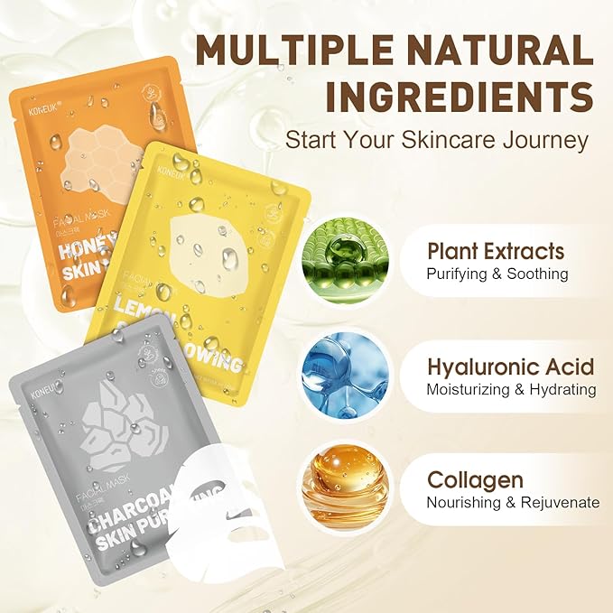 120 Pack Collagen Essence Sheet Face Masks Skincare, Moisturizing & Hydrating Face Mask for Skin