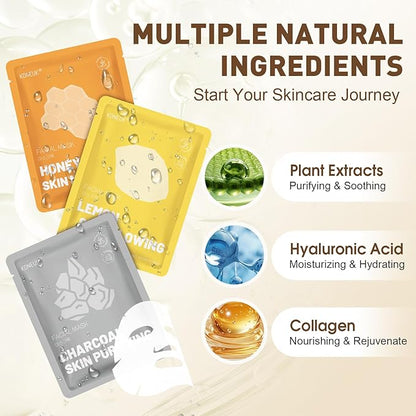 120 Pack Collagen Essence Sheet Face Masks Skincare, Moisturizing & Hydrating Face Mask for Skin