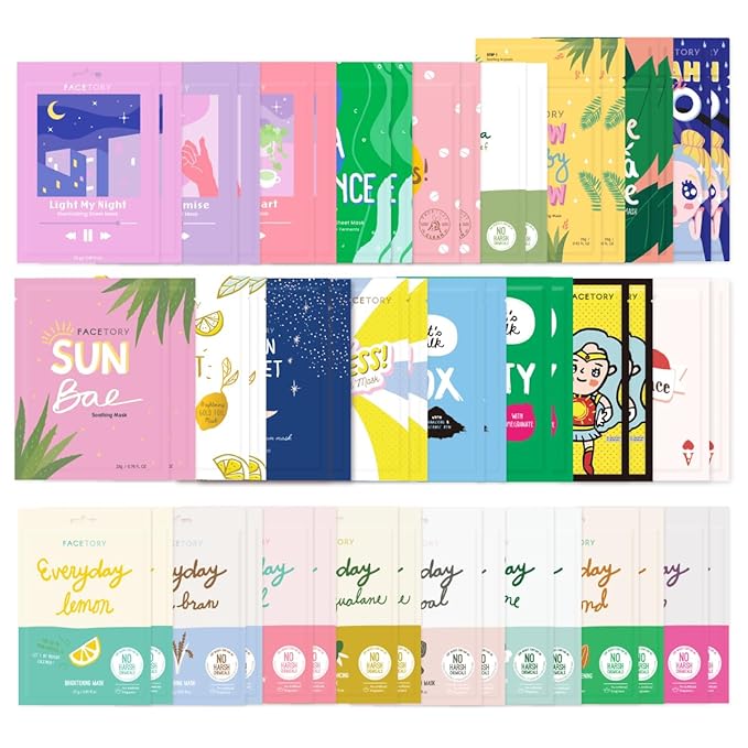 FACETORY K Beauty Face Mask Skin Care 50 COLLECTION Sheet Mask Set | Natural Premium Korean Face