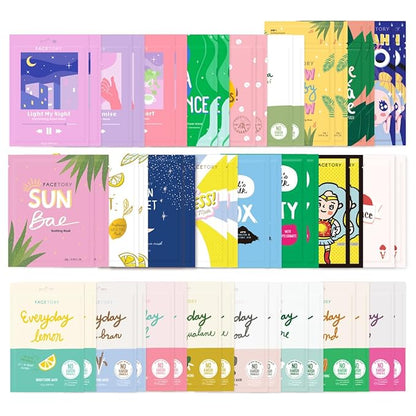FACETORY K Beauty Face Mask Skin Care 50 COLLECTION Sheet Mask Set | Natural Premium Korean Face