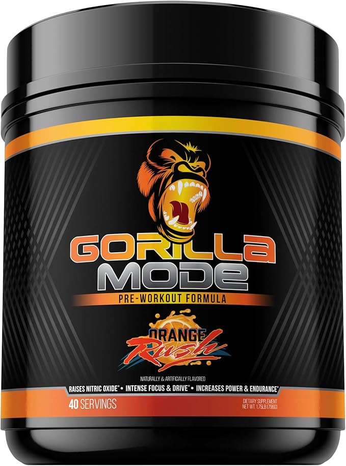 Gorilla Mind Pre Workout - Massive Pumps Laser Focus Energy Power - L-Citrulline, Creatine