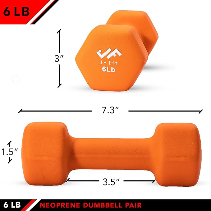 JFIT Dumbbell Pairs or Sets – Neoprene & Vinyl Coated Hand Weights for Home Gym, Strength Training