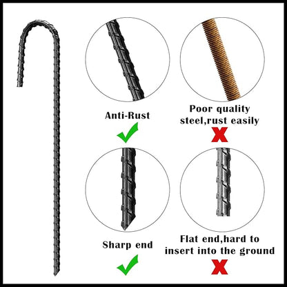 Sadnyy 36 Pcs 12 Inch Rebar Stakes Metal Chain Link Anchors for Ground Fence Garden Heavy Duty J