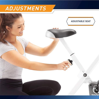 Marcy Foldable Upright Exercise Bike with Adjustable Resistance for Cardio Workout & Strength