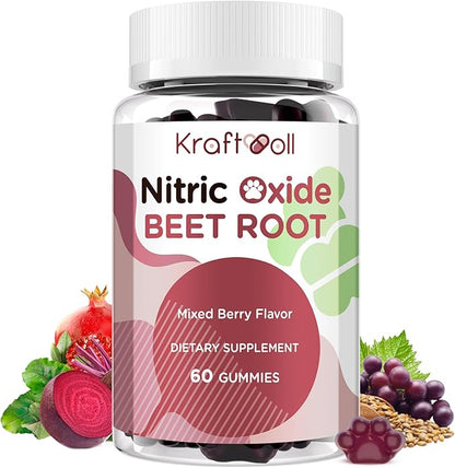 Beet Root Gummies 6000mg ??Nitric Oxide Booster with Grape Seed, Pomegranate, Vitamins C & B12