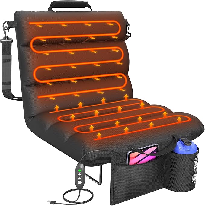HOPERAN Heated Stadium Seats for Bleachers with Back Support - 3 Levels Bleacher Chairs with Back