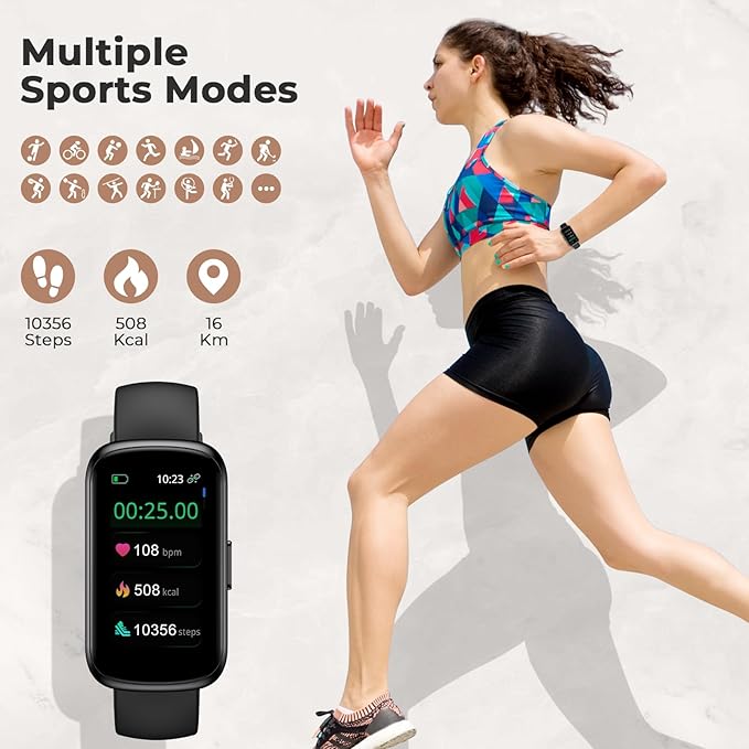 Fitness Tracker for Women Men, Smart Watch Band with 24/7 Heart Rate Blood Oxygen Sleep Monitor