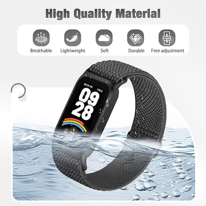 2 Pack Elastic Bands Compatible with Xiaomi Smart Band 9 Active Women Men, Soft Nylon Replacement