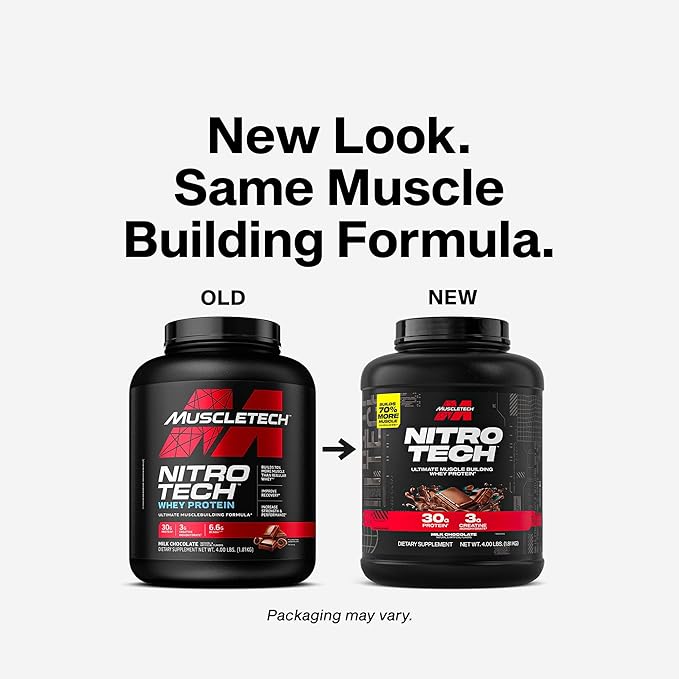 Muscletech Whey Protein Powder (Milk Chocolate, 4 Pound) - Nitro-Tech Ultimate Muscle Building