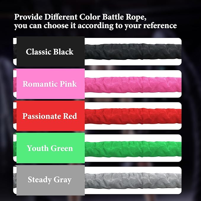 Battle Ropes Black Workout Rope 1 inch Battle Ropes for Home Gym 30ft Exercise Ropes for Working