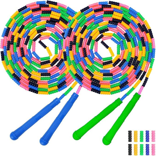 Dutch Jump Rope 16 FT 1 Pack/2 Pack, Long Soft Beaded Jump Rope, Adjustable Segmented Skipping Rope