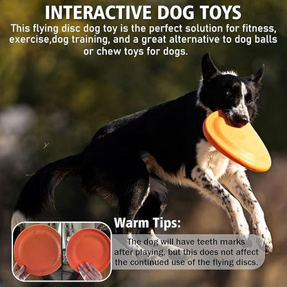 Dog Flying Disc - Durable Rubber Flying Disc Dog Toy - 9.25" Indestructible Rubber Dog Flying Discs