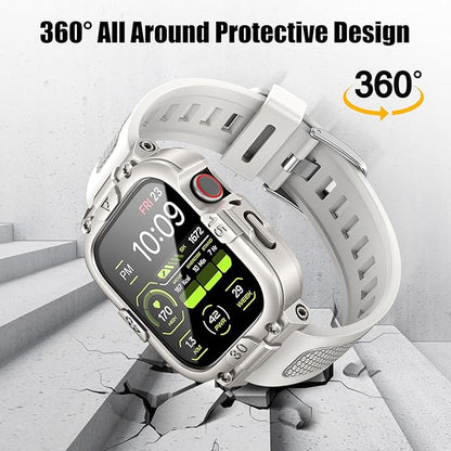 Dsytom Waterproof Case with Band Compatible for Apple Watch Band 45mm 44mm 41mm 40mm for Men