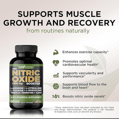 Gade Nutrition Nitric Oxide Supplement - L Arginine Capsules ??Helps to Improve Energy, Endurance &
