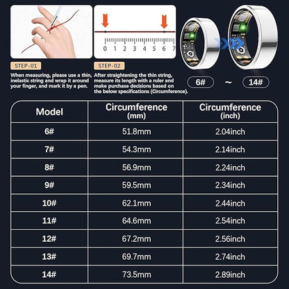 Ring Health Tracker for Women Men, Fit Ring with Heart Rate, Blood Oxygen, Sleep Monitor, Calories