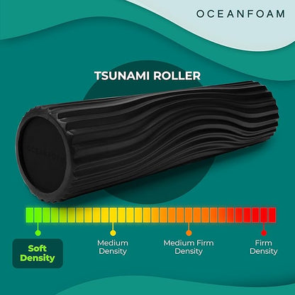 Oceanfoam Tsunami Roller (Black) - Soft, Textured Foam Roller for Physical Therapy, Back Pain