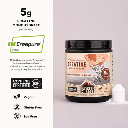 Earth Fed Muscle Transcend Creatine Monohydrate Powder – 100% German Creapure Creatine for Women |