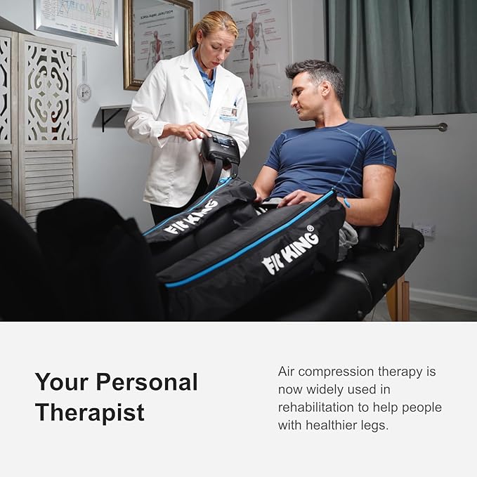 FIT KING Air Compression Recovery System, Cordless Full Leg Massager with Dynamic Pressure, Reduces