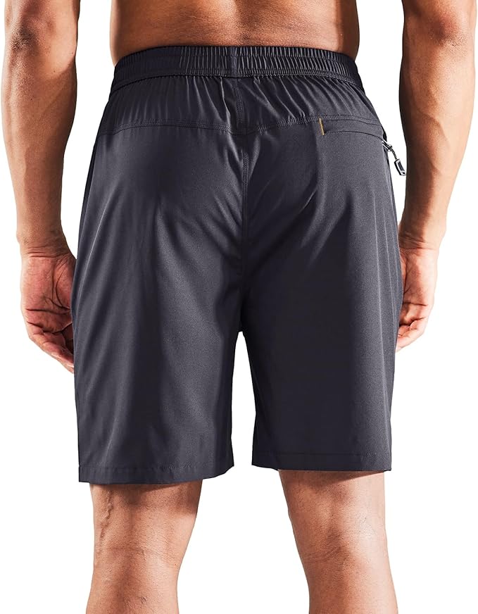 MIER Men's Quick Dry Running Shorts with Zipper Pocket, Elastic Waist Athletic Workout Exercise