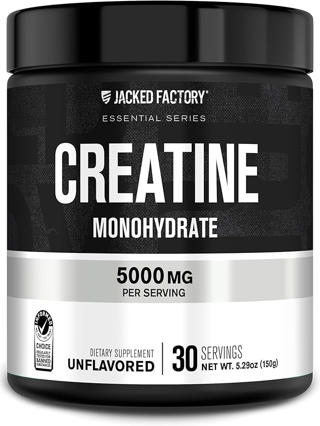 Jacked Factory Creatine Monohydrate Powder 150g - 5g Daily Creatine Supplement for Men and Women