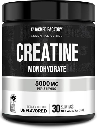 Jacked Factory Creatine Monohydrate Powder 150g - 5g Daily Creatine Supplement for Men and Women