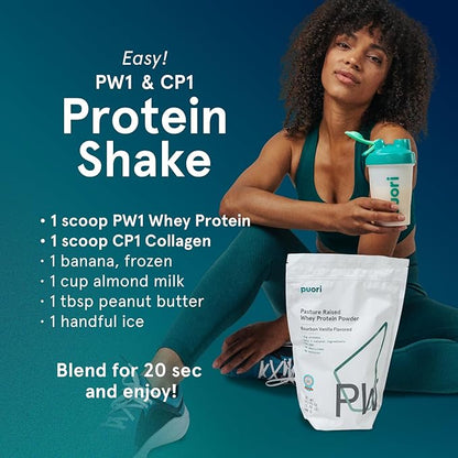 Puori Whey Protein Powder - Bourbon Vanilla - PW1 Pasture Raised, Grass-Fed & Non-GMO - 100%